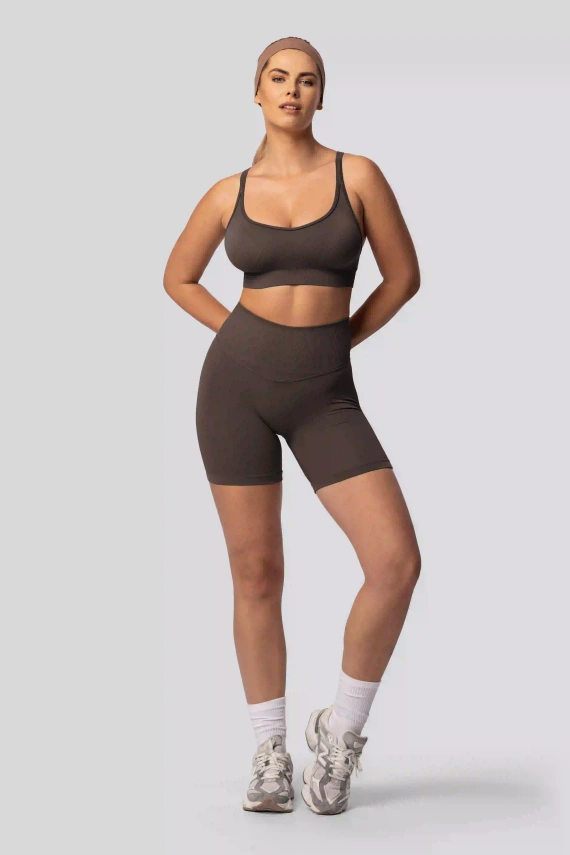 Spaio PUSH-UP PRO formende nahtlose Shorts Fitness hoher Bund chocolate