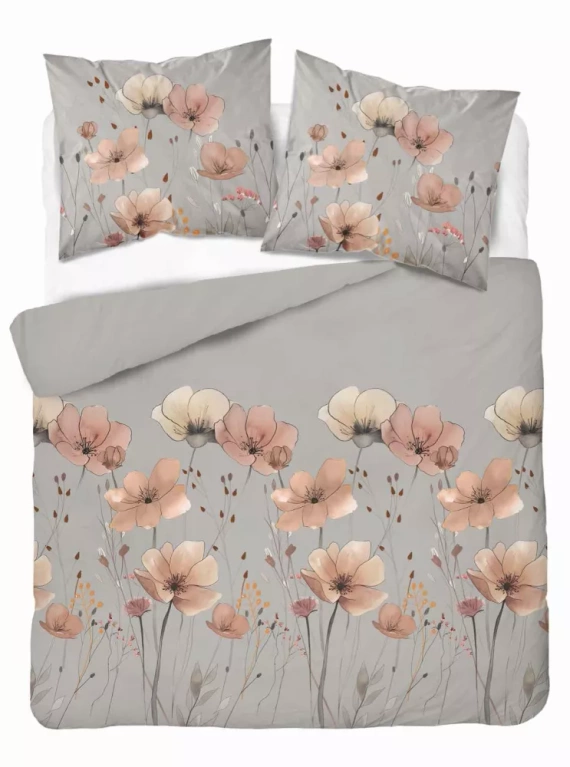 5493 A Detexpol Satin Stories Satinbettwäsche grau | 100 % Baumwolle, Satinbindung, Reißverschluss, Geschenkverpackung