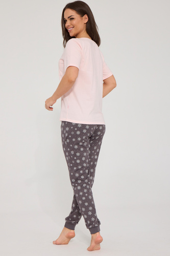 Cornette Margot 1114/515 Damenpyjama 100% Baumwolle Braun mit Spitze