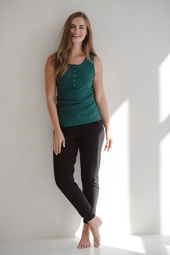 Milk&Love geripptes Umstands-Still-T-Shirt, flaschengrün