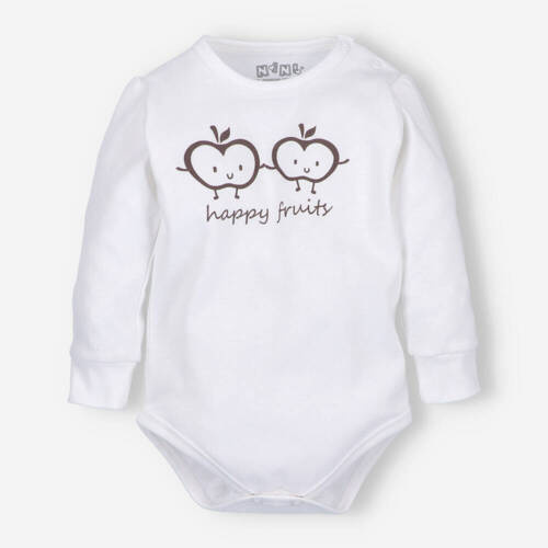 ABN-5295/ECR Happy Apples Nini Body aus ecrufarbener Bio-Baumwolle