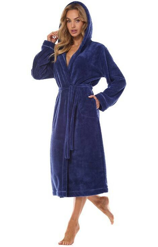 2412 Night Langer Damenbademantel L&L – Marineblau