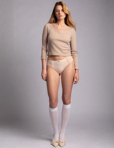 Damen Slip L-1593 BI Lama Baumwolle Spitze 2er Pack bequem