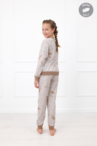 Italian Fashion Filka Kinder-Pyjama Mega Soft lang mit Katzen warm
