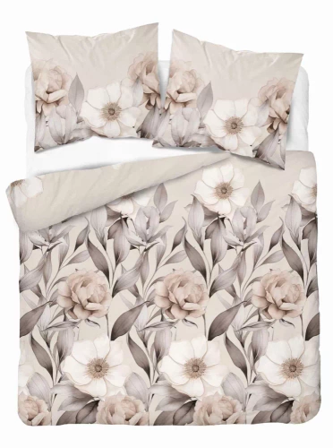 5220 A Satinbettwäsche mit schattierten Blumen Detexpol Beige