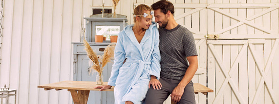 Misti Damen Bademantel Italian Fashion - blau