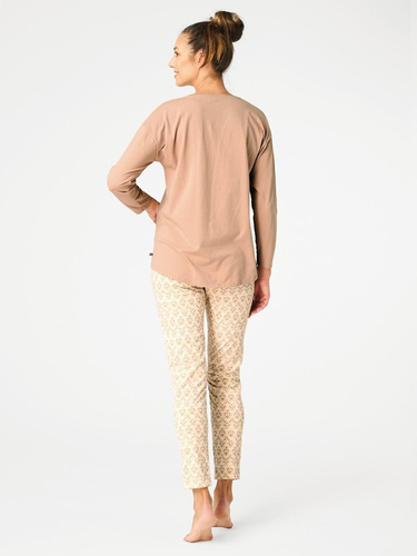 Key LNS 579 Damenpyjama – Beige, Baumwolle, lange Ärmel, bequem