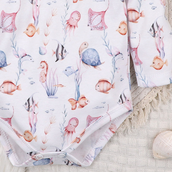 ABN-5475 Underwater World Nini Baby-Body – Bio-Baumwolle, lange Ärmel