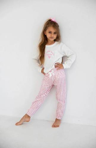 Sensis Nanny Kids Schlafanzug für Mädchen - ecru-pink