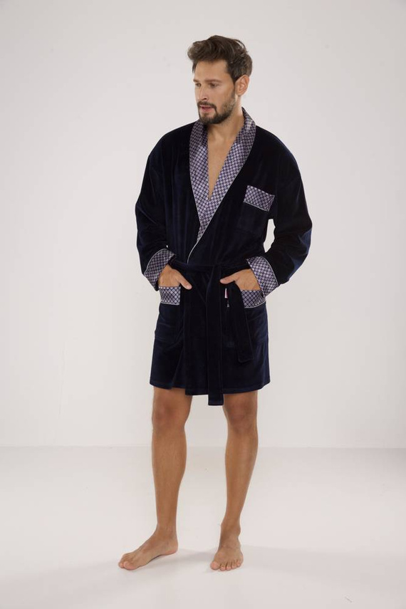 772 Bonjour Herren-Forex-Bademantel - navy blau