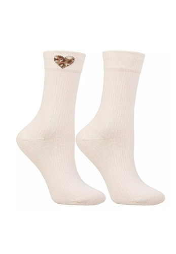 Damen-Socken Moraj CSL250-941 aus Baumwolle, gerippt, mit Herz und Leopardenmuster