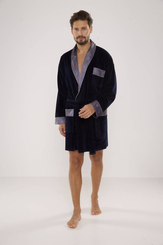 772 Bonjour Herren-Forex-Bademantel - navy blau