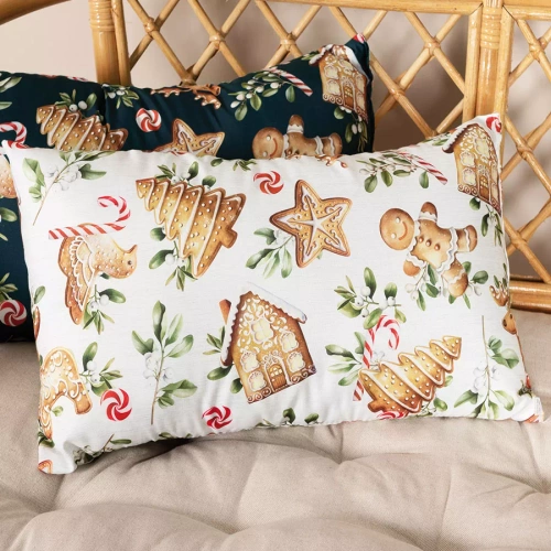TBN016 Lebkuchen-Weihnachtskissen Marquisette weiß