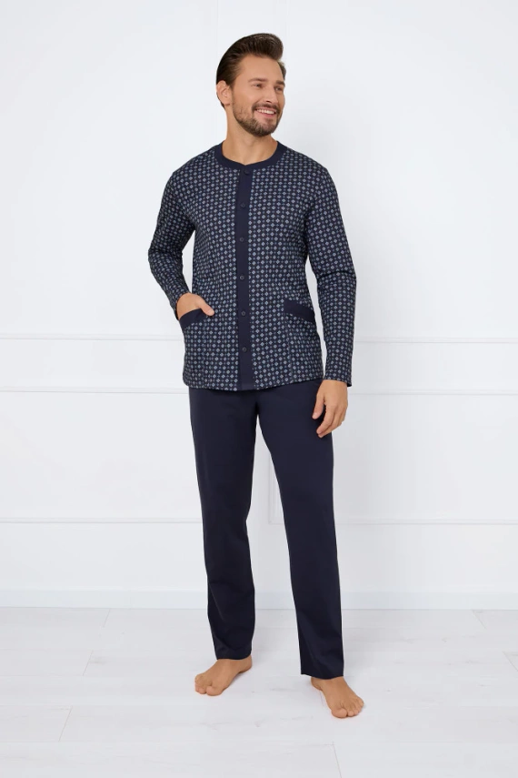 Rajmund Herren Schlafanzug mit langen Ärmeln, lange Hose Italian Fashion - print/green