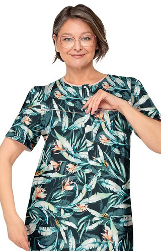 203 Bogna I Damen-Nachthemd Martel 29 dunkelgrün – Baumwolle, kurze Ärmel, Reißverschluss