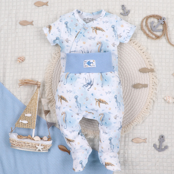 ABN-5443 Sea Of Joy Nini Kurzarm-Wickelbody – Bio-Baumwolle, für Babys