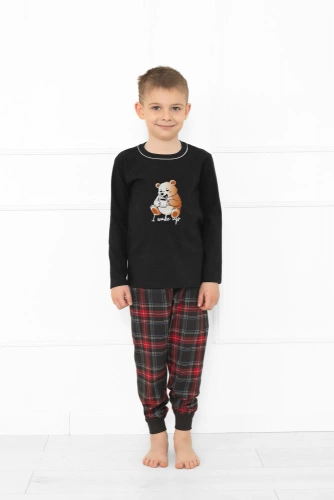 Rusoli Kinderschlafanzug Italian Fashion dark melange - Baumwolle, lang, Weihnachtsmuster