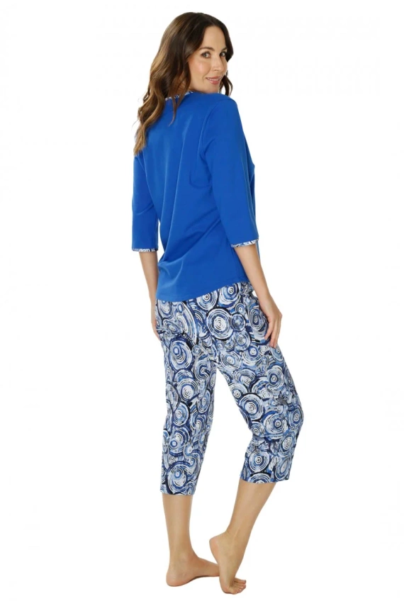 86670 Irene Damen-Pyjama Möwe, blau bedruckt