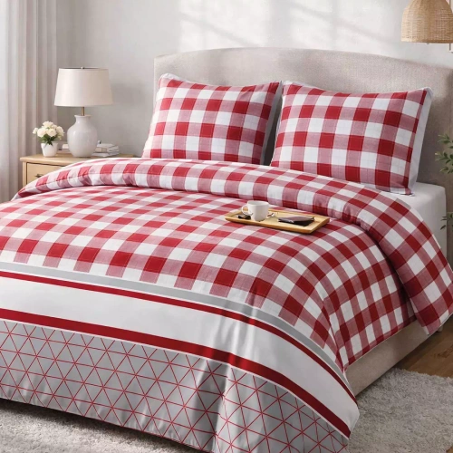 31516/1 Weihnachts-Flanellbettwäsche Flanelove Darymex grau rot – Set 100 % Baumwolle, warm und weich