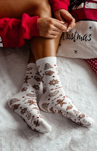 1283-038 Lebkuchen-Damensocken Milena, dunkelmeliert – festlich, farbenfroh, aus Baumwolle