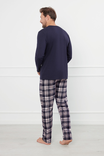 Edwin Herren Schlafanzug langarm, lange Hose Italian Fashion - navy blau/print 