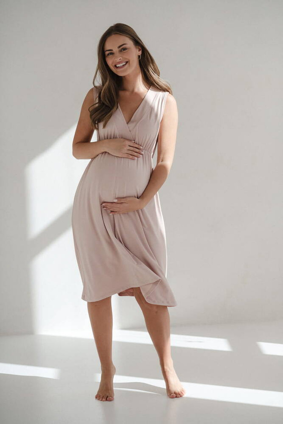 Star Light Umstands- und Stillnachthemd aus Milk&Love-Bambus, puderrosa