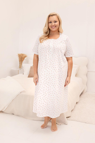 Nachtkleid 019 Regina – lang, aus Baumwolle, mit Knopfleiste | Eleganz und Komfort