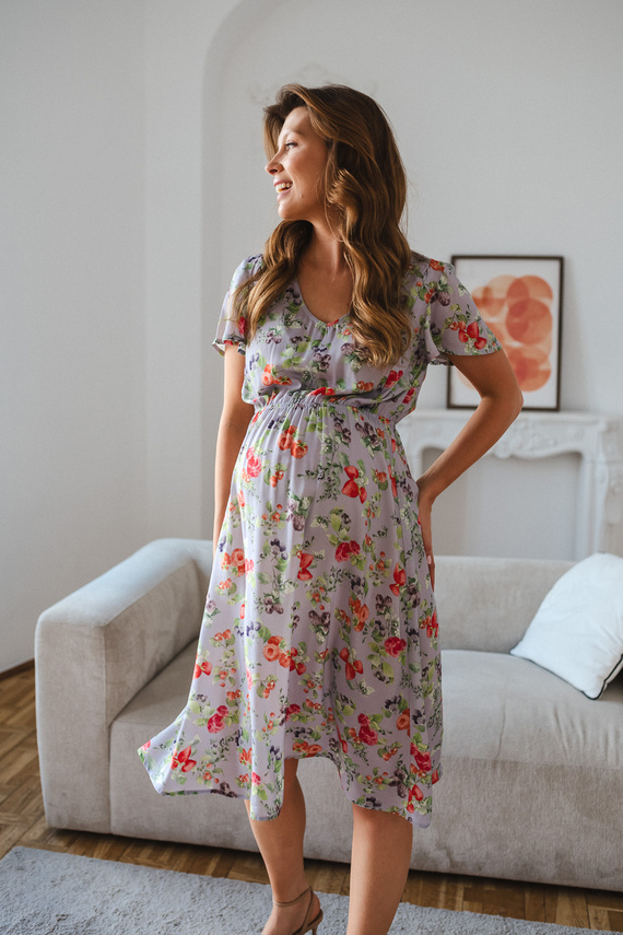Lovely Dress Midi Milk&Love Umstands- und Stillkleid Hellblau mit Obstmotiv