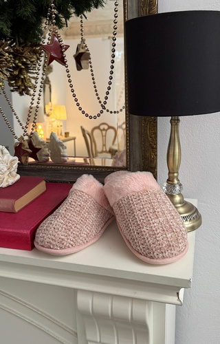 Sensis Tova Damen Hausschuhe rosa mit Fell Gummisohle 36–41