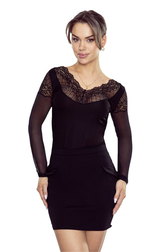 Eldar Manami Damenbluse, Schwarz - Viskose, lange Ärmel, elegant