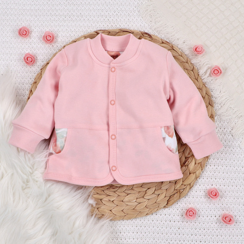 ABN-5429 Bunte Blumen Sweatshirt mit Reißverschluss aus Bio-Baumwolle Nini Pink