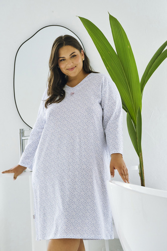 Nachthemd Debora 3464 blau – Baumwolle, lange Ärmel, klassischer Komfort und Stil