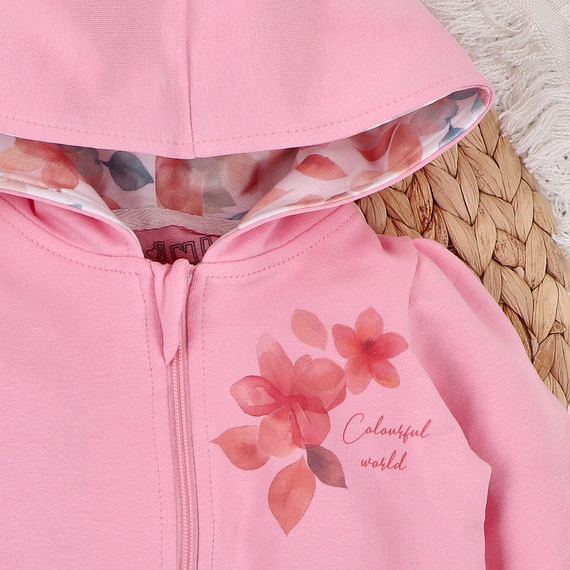 ABN-5430 Buntes Blumen-Nini-Sweatshirt aus Bio-Baumwolle, rosa