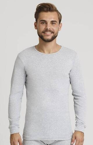 Graues, geripptes Langarm-T-Shirt von Gucio