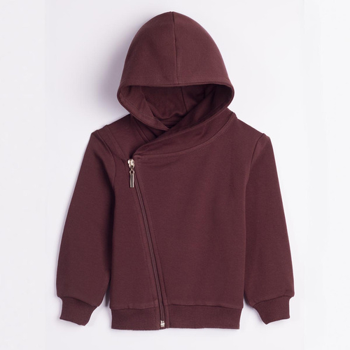 227276 Nicol BENEK Jungen Kapuzenpullover in Dunkelbraun mit Reißverschluss