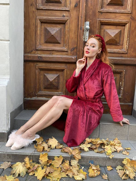 628 Abigail Long Forex Damen Bademantel - kastanienbraun