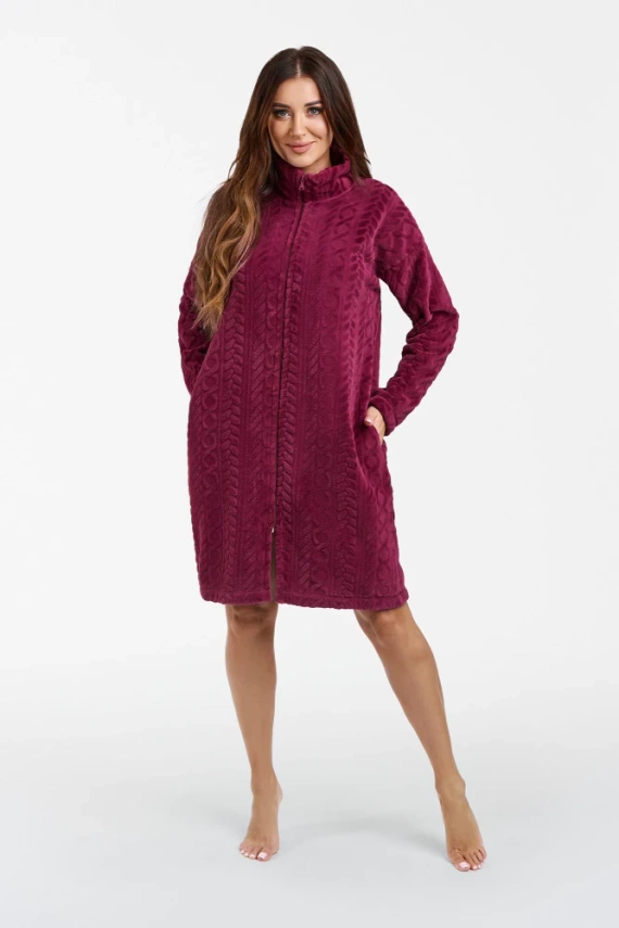 Rena Damen Bademantel Italian Fashion - burgunderrot