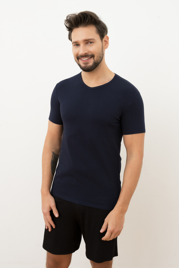 Ikar Herren-T-Shirt, Rundhalsausschnitt Italian Fashion - navy blau 