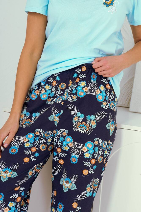 3329 Kristen Damen-Tarot-Pyjama – Türkis