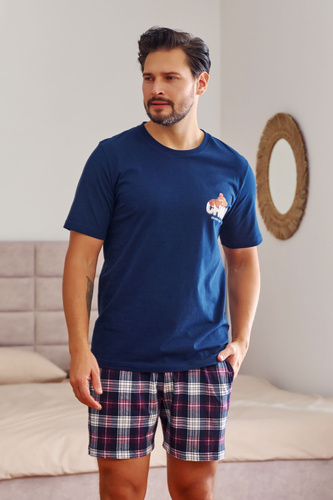 7201 „Chill“ Doctor Nap Herrenpyjama – Marineblau