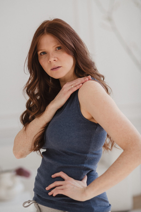 Milk&Love Jeansblau gestreiftes Umstands-Still-T-Shirt mit Trägern