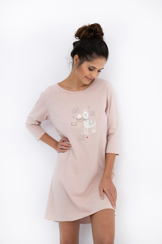 Lama Sensis Damen-Nachthemd – 100 % Baumwolle, Lama-Druck