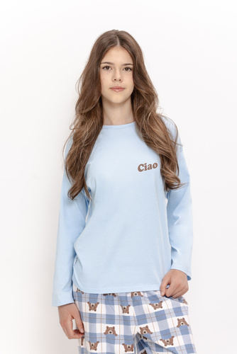 Mädchen-Pyjama Taro 3676 Freja Blau 100% Baumwolle Langarm