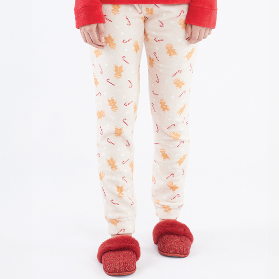 Meddy Sorbetto Damenpyjama, Rot – Fleece, Weihnachten mit Pferd und Lebkuchen