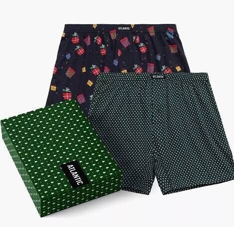 2GMB-006 Atlantic Herren-Boxershorts – Marineblau – Smaragd