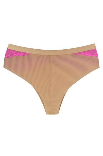 Mediolano Crazy Pink 19249 Damen Spitzen-Brazilianer Beige-Rosa