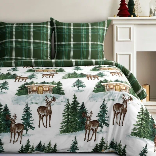 Weihnachtsbettwäsche Elsa Eurofirany beige 100% Baumwolle mit Reißverschluss