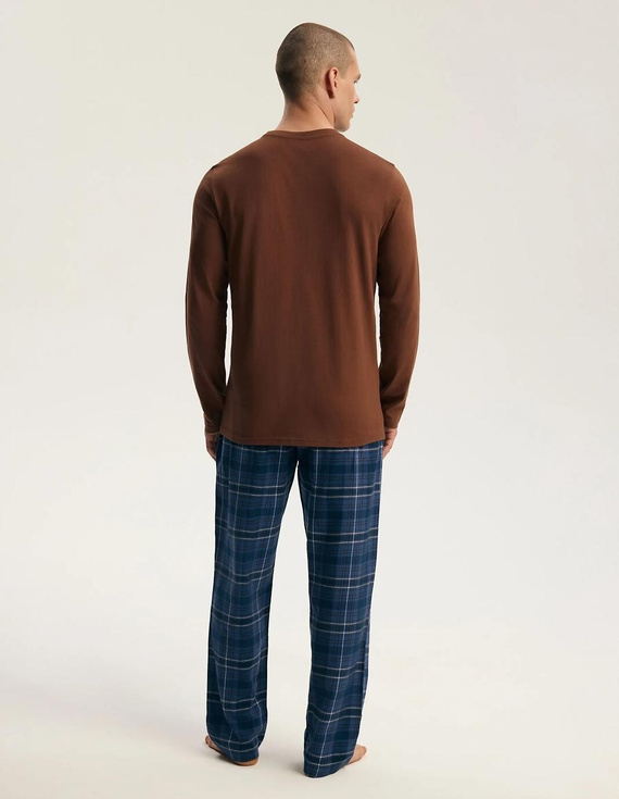 Henderson 45451 Imago Herren-Pyjama Braun 100% Baumwolle Premium-Flanell