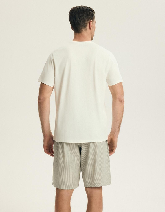 Henderson 43454 Nigri Herrenpyjama creme – 100% Baumwolle, Sommer