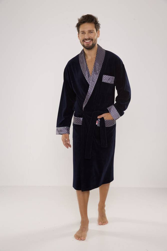 773 Bonjour Herren-Forex-Bademantel - navy blau